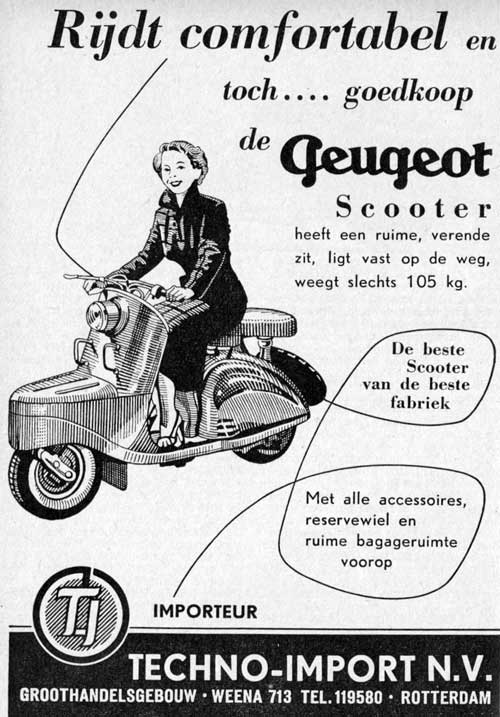 Peugeot 1954 techno import Scooter uitgeverij Nortier Harmsze