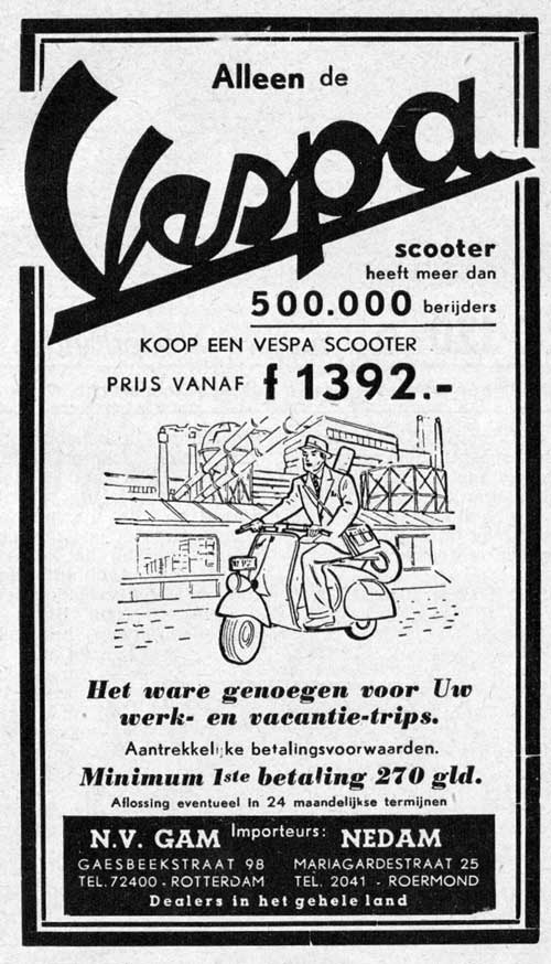 Vespa 1954 gam nedam Scooter uitgeverij Nortier Harmsze