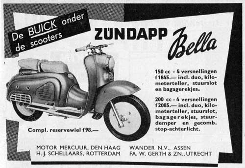 Zundapp 1954 diverse importeurs Scooter uitgeverij Nortier Harmsze