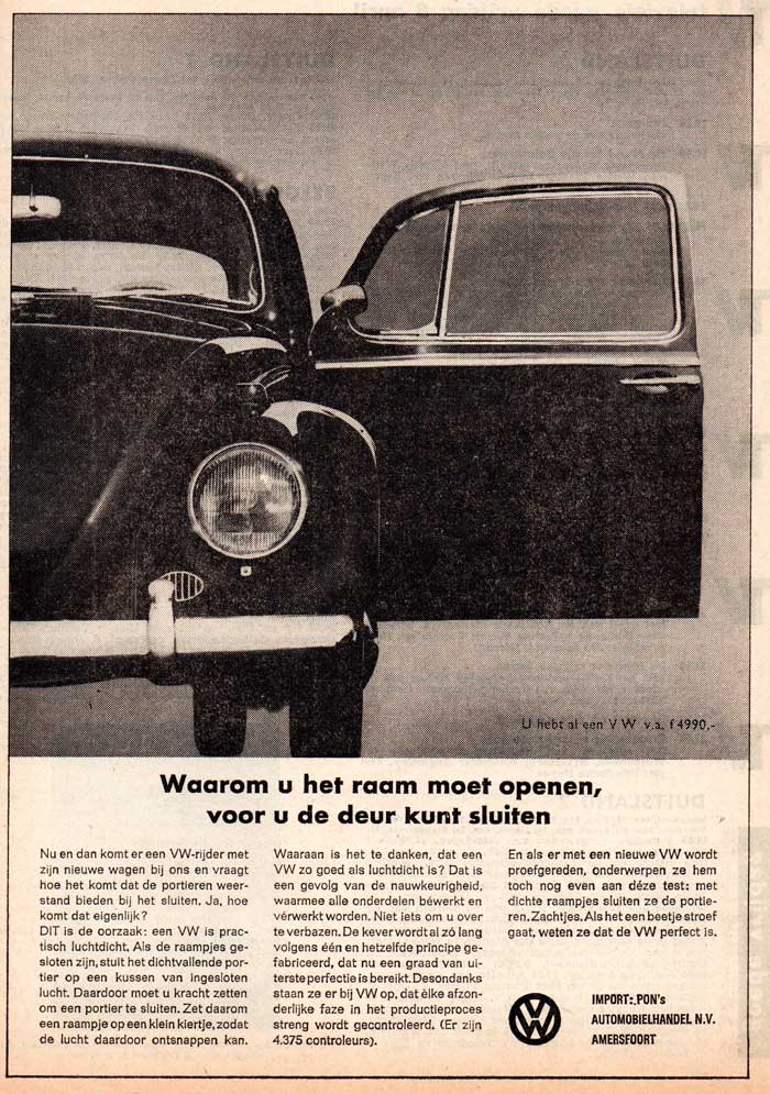 vw advertentie eind jaren zestig