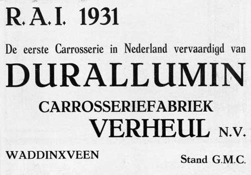 Verheul carrosserie 19310000 Bedrijfsauto Jubileumnr 1921 1931