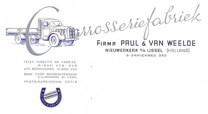 carrosserie paul weelde jaren vijftig briefhoofd