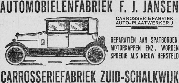carrosseriefabriek F.J. Jansen Zuid Schalkwijk 1926