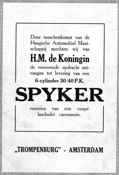 Spyker-Koningin-1921-11-17-trompenburg