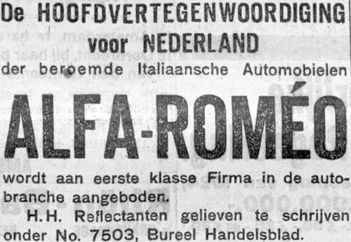 Alfa 19240216 importeur gezocht AH