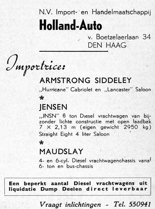 Armstrong Siddeley Jensen Maudsley 1946081 holland auto