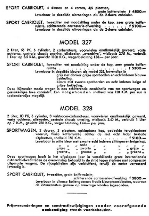 BMW 1938 stokvis prijslijst
