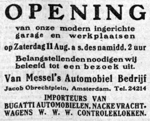 bugatti 19230809 messel opening garage jac obrechtplein