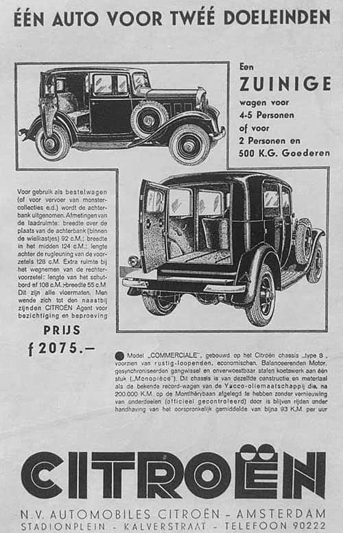 Advertentie augustus 1933