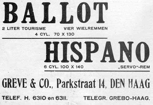 Ballot hispano 19240430 greve raagbaak Automobiel handel