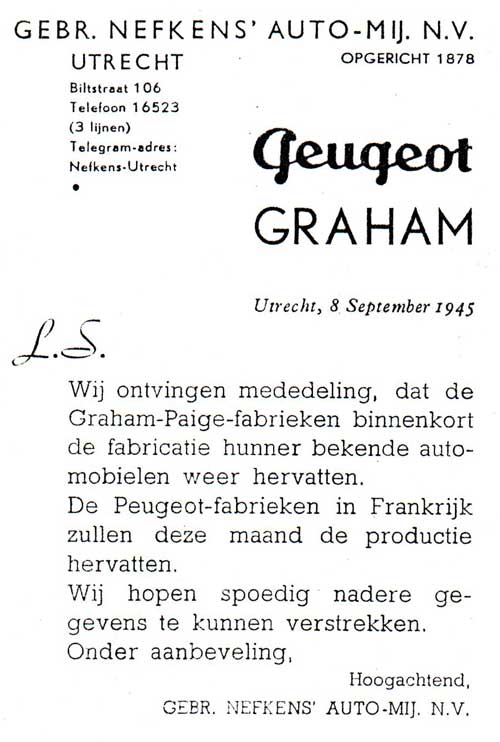 peugeot graham 19450908 nefkens de Auto