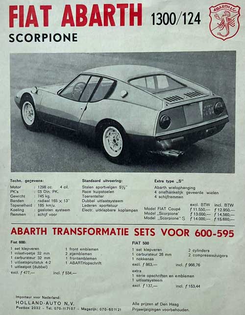 abarth 1300 scorpione 19620000 holland auto