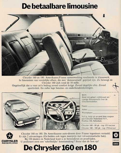 chrysler 160 180 19720000 chrysler simca nederland