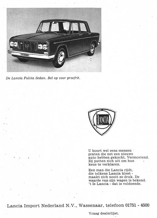 lancia fulvia 19680606 lancia import Autokampioen