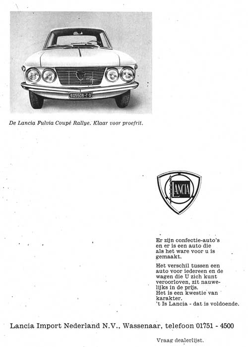 lancia fulvia 19680608 lancia import Autokampioen