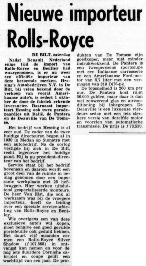 rolls royce bentley 19721216 Hessing telegraaf