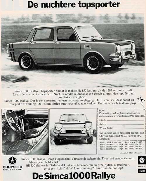 simca 1000 rallye 19720000 simca chrysler