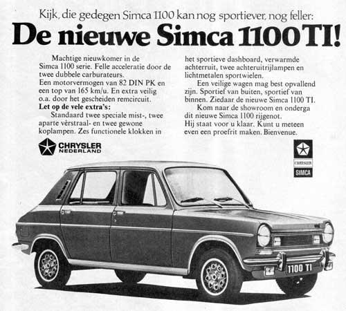 simca 1100 ti 19730000 chrysler nederland