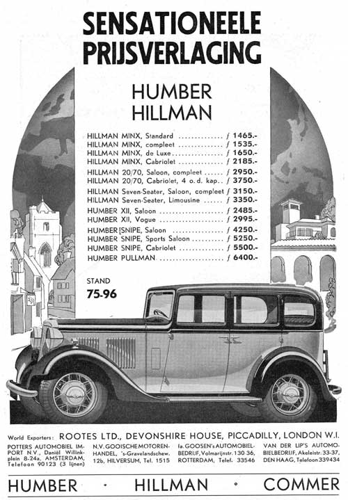 hillman humber 19320000 rootes