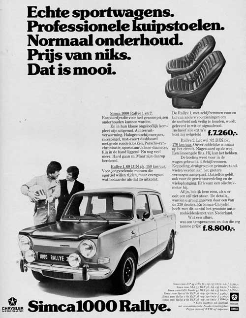 simca 1000 rallye 19730000 simca chrysler