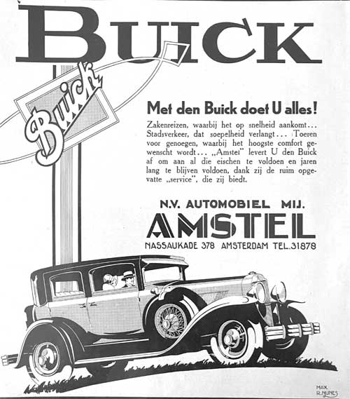Buick werd ook geïmporteerd door advertentie uit 1928.