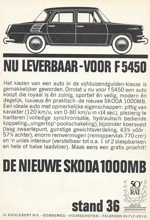 Skoda 19650219 englebert de Auto 19 februari 1965