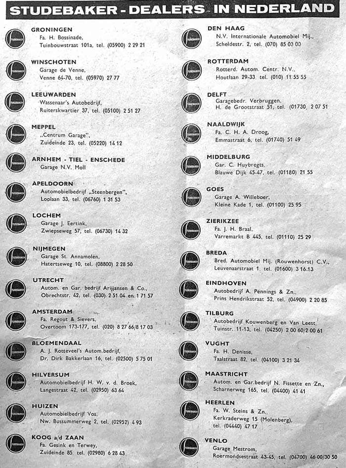 studebaker dealerlijst 1954 1955 iam